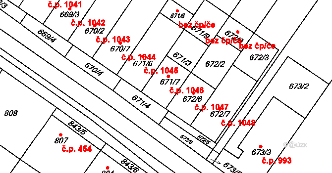 Svatobořice 1046, Svatobořice-Mistřín na parcele st. 671/7 v KÚ Svatobořice, Katastrální mapa