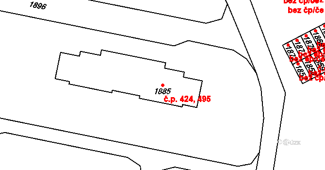Kladno 424,495 na parcele st. 1885 v KÚ Kladno, Katastrální mapa