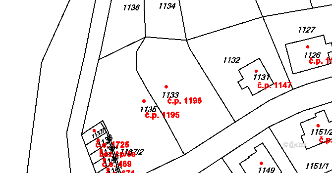Děčín II-Nové Město 1196, Děčín na parcele st. 1133 v KÚ Děčín, Katastrální mapa