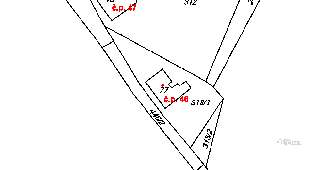 Víska 46, Višňová na parcele st. 77 v KÚ Víska u Frýdlantu, Katastrální mapa