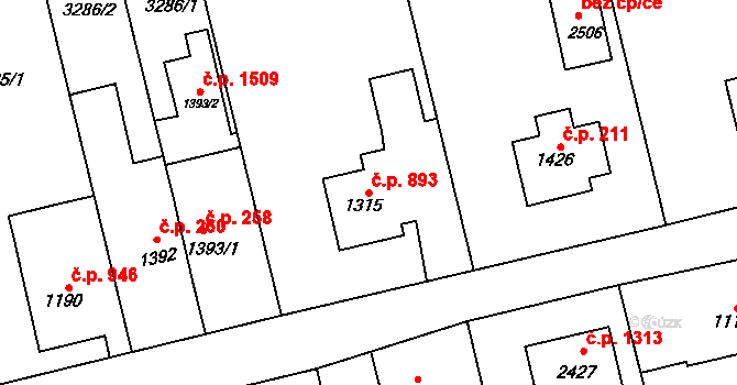 Lomnice nad Popelkou 893 na parcele st. 1315 v KÚ Lomnice nad Popelkou, Katastrální mapa