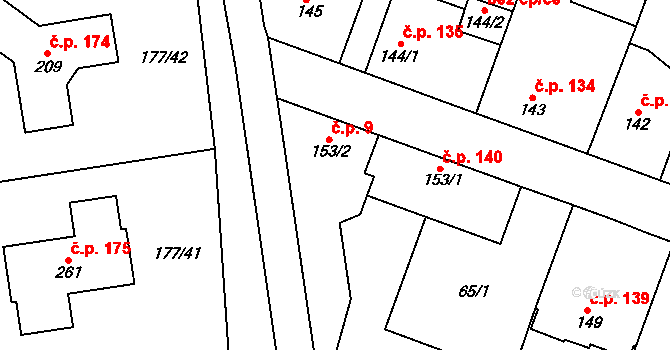 Horky nad Jizerou 9 na parcele st. 153/2 v KÚ Horky nad Jizerou, Katastrální mapa