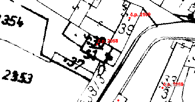Podlusky 2058, Roudnice nad Labem na parcele st. 38/1 v KÚ Podlusky, Katastrální mapa