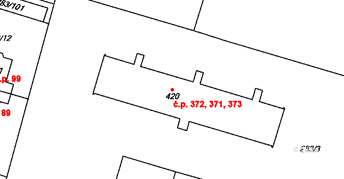 Ostroměř 371,372,373 na parcele st. 420 v KÚ Ostroměř, Katastrální mapa