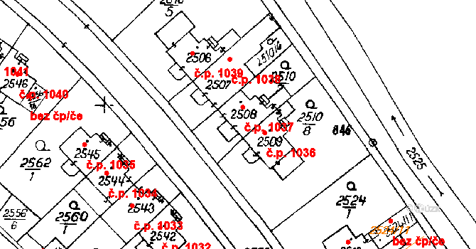 Poděbrady III 1037, Poděbrady na parcele st. 2508 v KÚ Poděbrady, Katastrální mapa