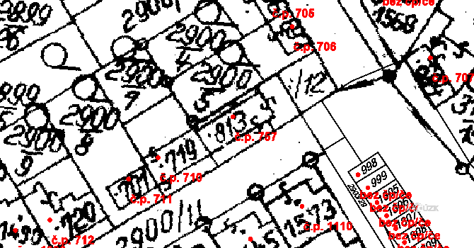 Jaroměřice nad Rokytnou 757 na parcele st. 813 v KÚ Jaroměřice nad Rokytnou, Katastrální mapa