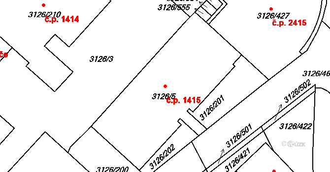 Pelhřimov 1415 na parcele st. 3126/5 v KÚ Pelhřimov, Katastrální mapa