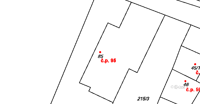 Chudonice 95, Nový Bydžov na parcele st. 85 v KÚ Chudonice, Katastrální mapa