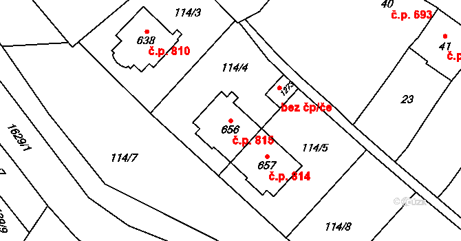 Litovel 815 na parcele st. 656 v KÚ Litovel, Katastrální mapa