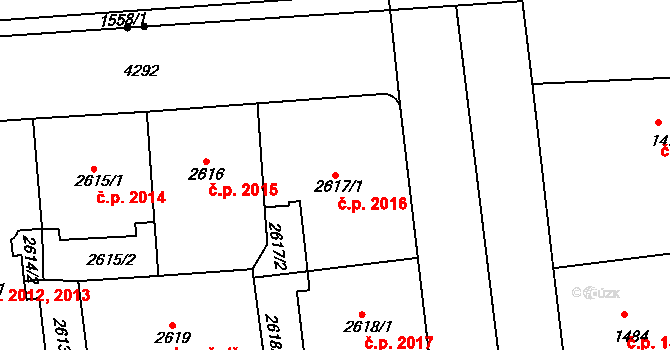 Vinohrady 2016, Praha na parcele st. 2617/1 v KÚ Vinohrady, Katastrální mapa