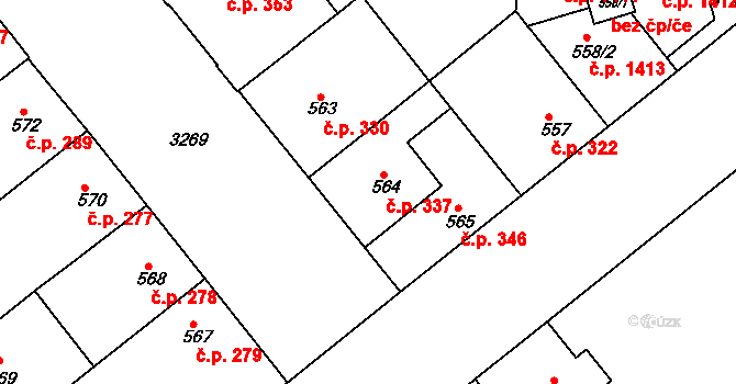 Michle 337, Praha na parcele st. 564 v KÚ Michle, Katastrální mapa