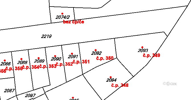 Holešovice 350, Praha na parcele st. 2092 v KÚ Holešovice, Katastrální mapa