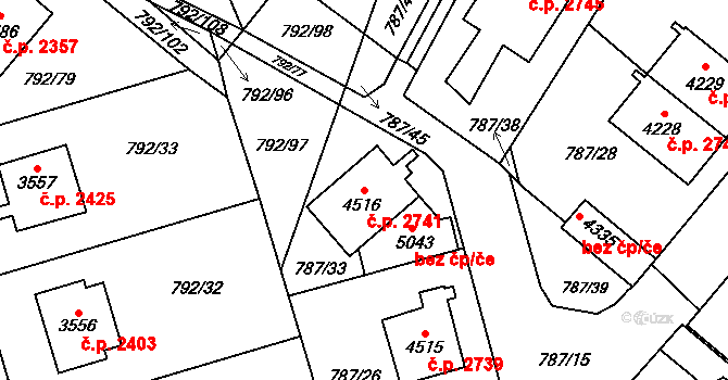 Dvůr Králové nad Labem 2741 na parcele st. 4516 v KÚ Dvůr Králové nad Labem, Katastrální mapa