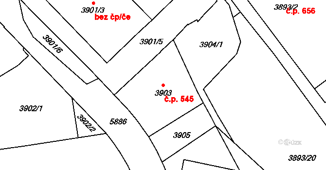 Liberec IV-Perštýn 545, Liberec na parcele st. 3903 v KÚ Liberec, Katastrální mapa
