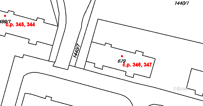 Žacléř 346,347 na parcele st. 679 v KÚ Žacléř, Katastrální mapa