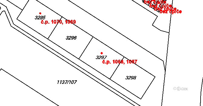 Bolevec 1067,1068, Plzeň na parcele st. 3297 v KÚ Bolevec, Katastrální mapa