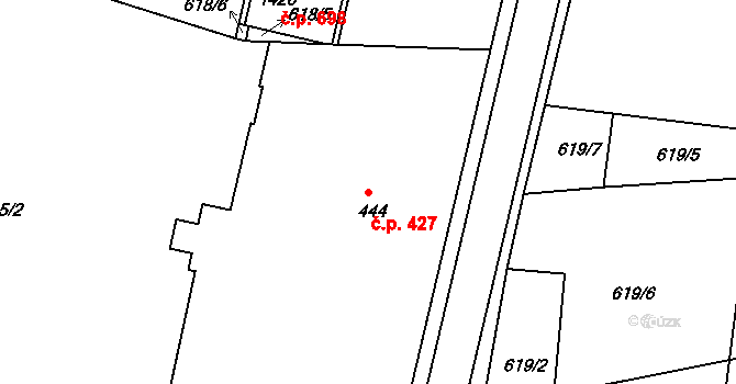 Parník 427, Česká Třebová na parcele st. 444 v KÚ Parník, Katastrální mapa