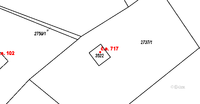 Česká Třebová 717 na parcele st. 3522 v KÚ Česká Třebová, Katastrální mapa
