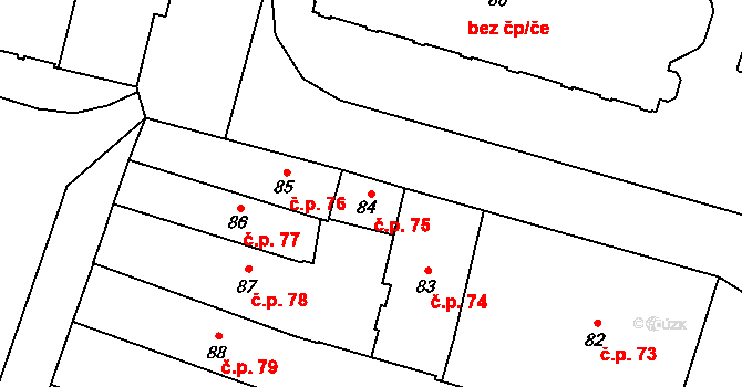 České Budějovice 1 75, České Budějovice na parcele st. 84 v KÚ České Budějovice 1, Katastrální mapa