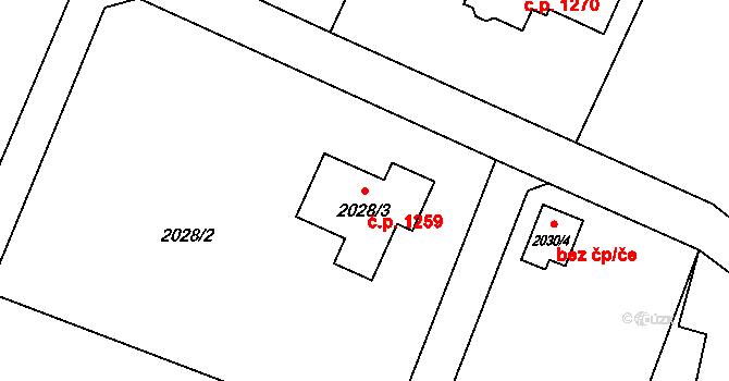 Poruba 1259, Orlová na parcele st. 2028/3 v KÚ Poruba u Orlové, Katastrální mapa