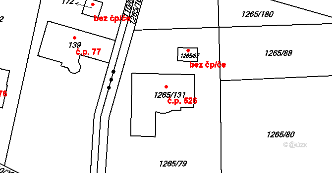 Pokratice 526, Litoměřice na parcele st. 1265/131 v KÚ Pokratice, Katastrální mapa