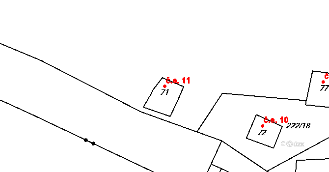 Stožice 11 na parcele st. 71 v KÚ Stožice, Katastrální mapa