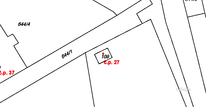 Louňová 27 na parcele st. 109 v KÚ Louňová, Katastrální mapa