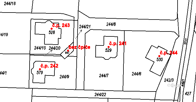 Statenice 241 na parcele st. 529 v KÚ Statenice, Katastrální mapa
