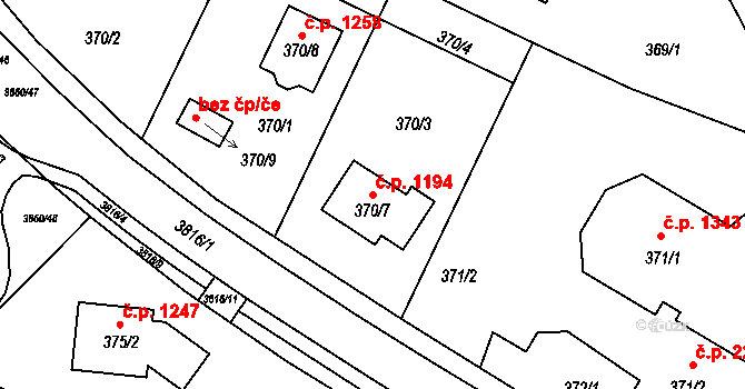 Stará Bělá 1194, Ostrava na parcele st. 370/7 v KÚ Stará Bělá, Katastrální mapa
