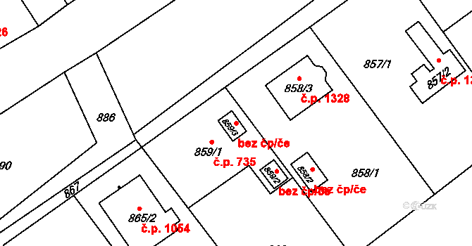 Orlová 38234467 na parcele st. 859/3 v KÚ Poruba u Orlové, Katastrální mapa