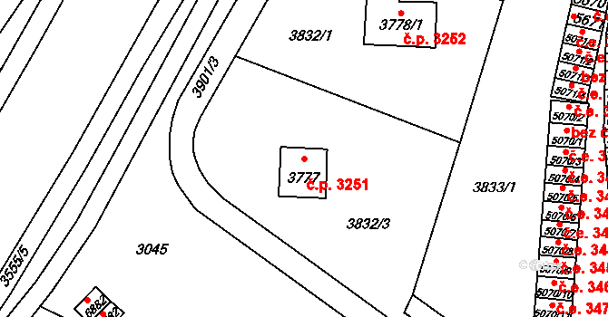 Zlín 3251 na parcele st. 3777 v KÚ Zlín, Katastrální mapa