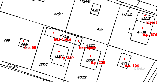 Štěnovice 43325467 na parcele st. 433/5 v KÚ Štěnovice, Katastrální mapa