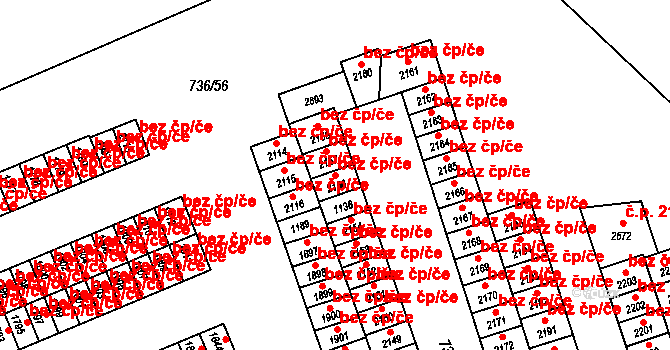 Ostrava 43898467 na parcele st. 2156 v KÚ Mariánské Hory, Katastrální mapa