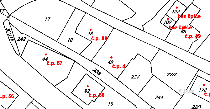 Milostovice 4, Opava na parcele st. 42/2 v KÚ Milostovice, Katastrální mapa