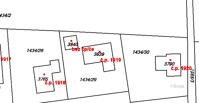 Slaný 1919 na parcele st. 3839 v KÚ Slaný, Katastrální mapa