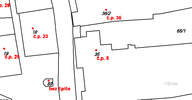 Bor u Chroustovic 5, Rosice na parcele st. 35 v KÚ Bor u Chroustovic, Katastrální mapa