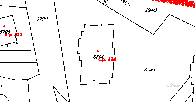 Pražské Předměstí 424, Písek na parcele st. 5594 v KÚ Písek, Katastrální mapa