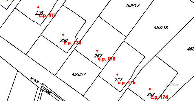 Kunčice 178, Letohrad na parcele st. 257 v KÚ Kunčice u Letohradu, Katastrální mapa