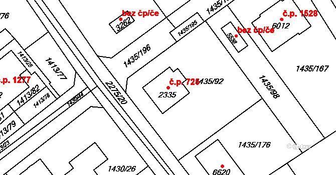 Beroun-Město 725, Beroun na parcele st. 2335 v KÚ Beroun, Katastrální mapa
