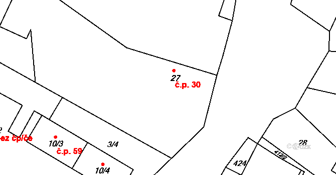 Kozašice 30, Jankovice na parcele st. 27 v KÚ Kozašice, Katastrální mapa