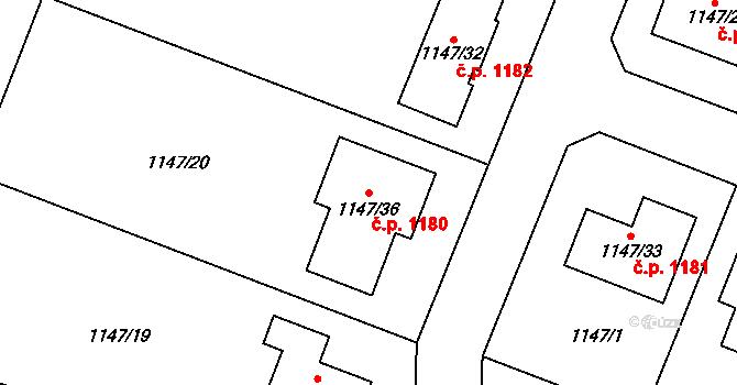 Jemnice 1180 na parcele st. 1147/36 v KÚ Jemnice, Katastrální mapa