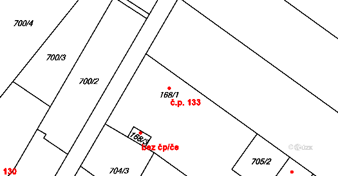 Hluchov 133 na parcele st. 168/1 v KÚ Hluchov, Katastrální mapa