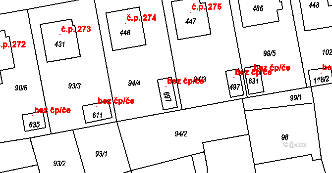Čechtice 104349468 na parcele st. 697 v KÚ Čechtice, Katastrální mapa