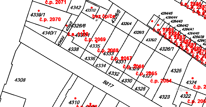 Jihlava 2067 na parcele st. 4333 v KÚ Jihlava, Katastrální mapa