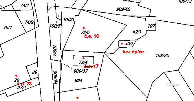 Drchlava 16, Chlum na parcele st. 72/5 v KÚ Drchlava, Katastrální mapa