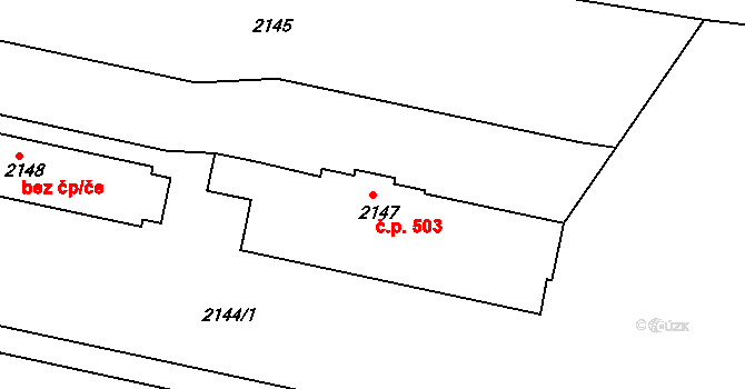 Rýmařov 503 na parcele st. 2147/2 v KÚ Rýmařov, Katastrální mapa