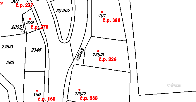 Úpice 226 na parcele st. 180/3 v KÚ Úpice, Katastrální mapa