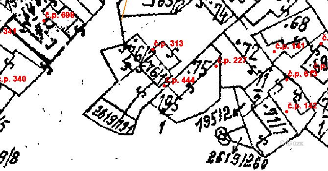 Lanžhot 444 na parcele st. 76/1 v KÚ Lanžhot, Katastrální mapa