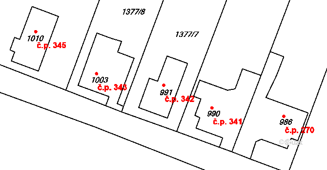 Cvikov I 342, Cvikov na parcele st. 991 v KÚ Cvikov, Katastrální mapa