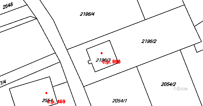 Lutyně 996, Orlová na parcele st. 2196/3 v KÚ Horní Lutyně, Katastrální mapa